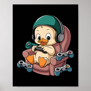 Poster Gamer Duck Irritado Com Fone E Controlador