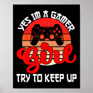Poster Gamer Girl Engraçada Para Mulheres Meninas Jovens