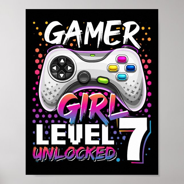 Poster Gamer Girl Nível 7 - 7 Birthda (Frente)