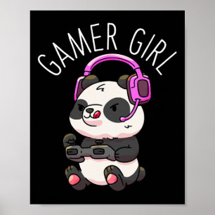 Poster Gamer Girl Panda Gaming Pandas Vídeo Jogo Mulheres