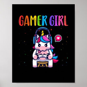 Poster Gamer Girl Unicorn Game Cut Video Game Game Game G