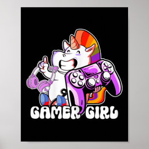 Poster Gamer Girl Unicorn Jogos Jogo Cute Cox