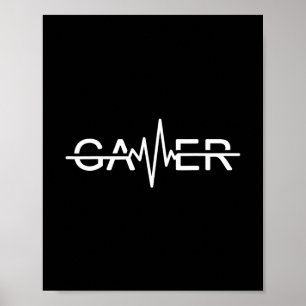 Poster Gamer Heartbeat Video Games Gráfico 