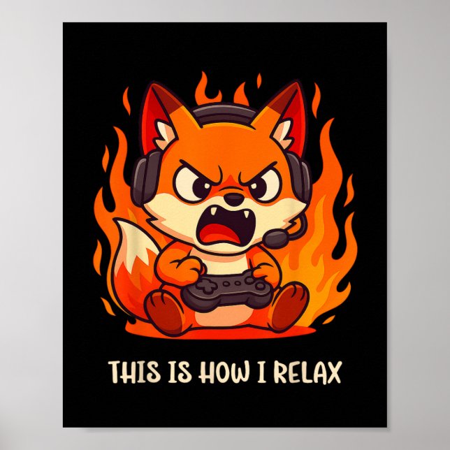Poster Gamer Kitsune Fox É Assim Que Eu Relaxo Japano (Frente)