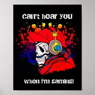 Poster Gamer Skull com Fones de ouvido