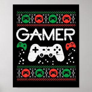 Poster Gamer Ugly Christmas Sweater Retro Video Game Xmas