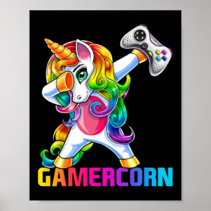 Poster Gamercorn Dabbing Unicorn Controle de Video Game G