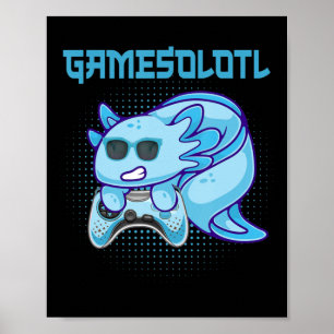 Poster Gamesolotl Axolotl Video Gamer Kawaii Animes Kids