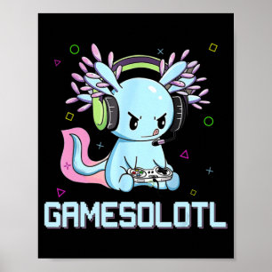 Poster Gamesolotl Galeria de Vídeo Axolotl Kawaii Anime B
