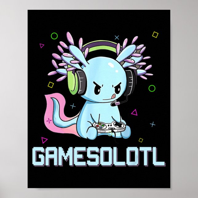 Poster Gamesolotl Galeria de Vídeo Axolotl Kawaii Anime B (Frente)