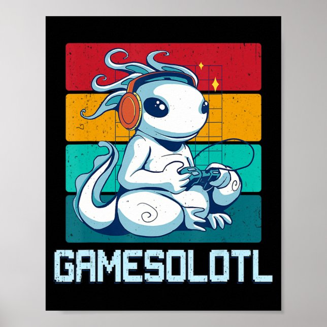 Poster Gamesolotl Galeria de Vídeo Axolotl Kawaii Anime B (Frente)