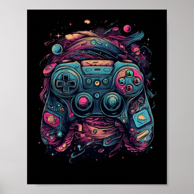 Poster Gaming De Controlador Jogo De Abstrato De Nerd De  (Frente)