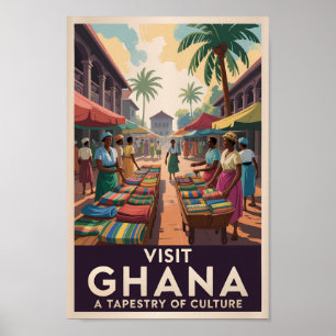 Poster Gana Market Illustration Viagem Art Vintage