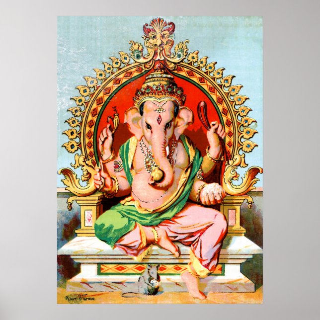 Poster Ganapathi por Ravi Varma. Ganesha (Frente)
