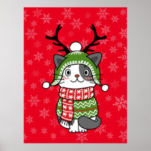 Poster Gancho de Natal de Gato Bonito Galore