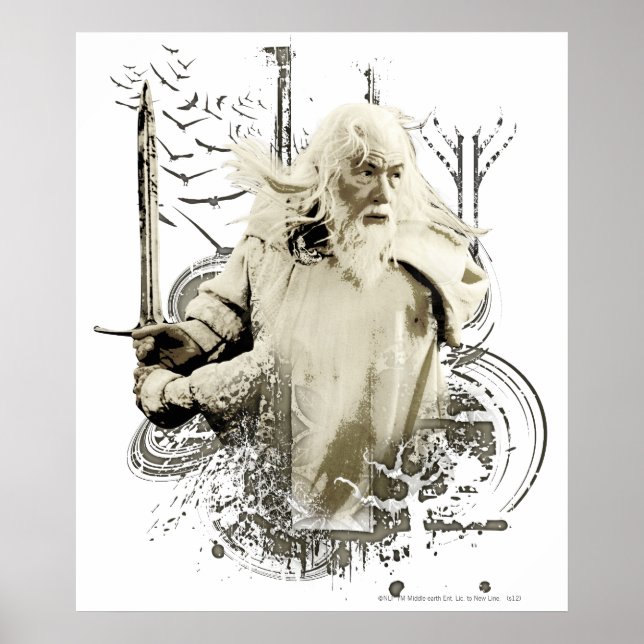 Poster GANDALF™ com Colagem de Vetor de Espadas (Frente)