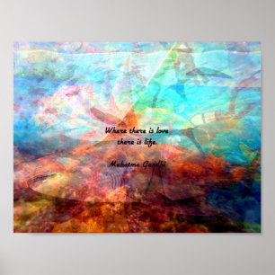 Poster Gandhi - Citação Inspiracional sobre Amor, Vida
