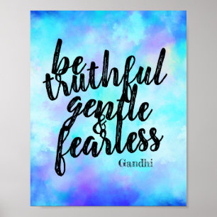 Poster Gandhi motivacional seja azul de aspas