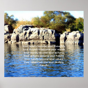 Póster Gandhi Wisdom dizendo citação sobre o destino