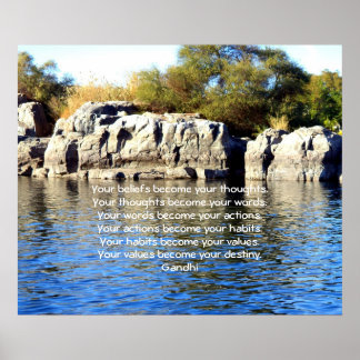 Póster Gandhi Wisdom dizendo citação sobre o destino