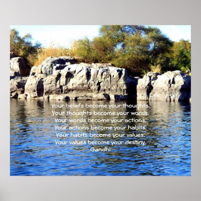 Póster Gandhi Wisdom dizendo citação sobre o destino (Frente)