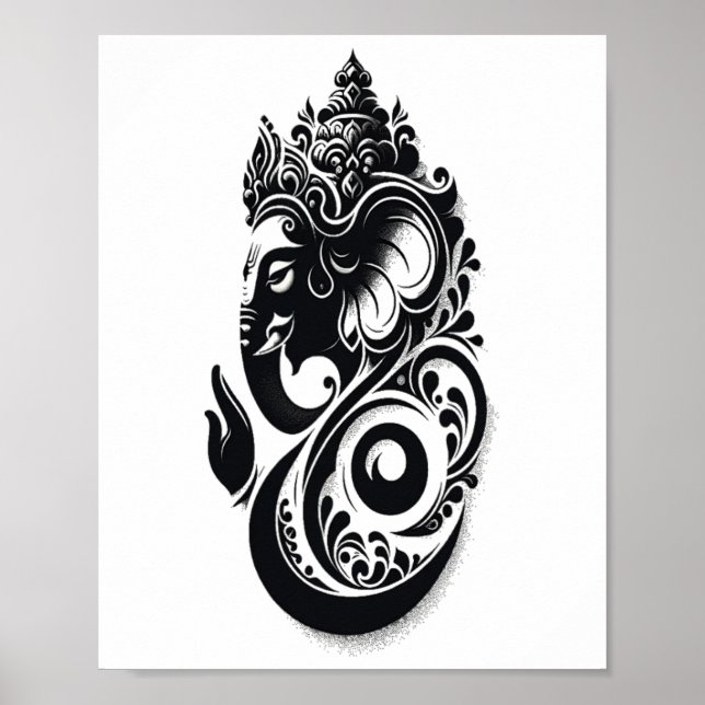 Poster Ganesha, Espiritual Hindu Ganesh Indiano Deus do Y (Frente)