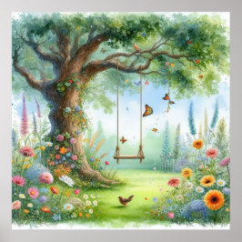 Poster Gangorra de jardim paisagem 4