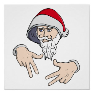 Póster Gangsta legal Hip Hop Hand Rap Santa Claus