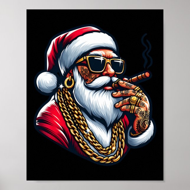 Poster Gangsta Wrapper Funny Cool Santa Gangster Pajama C (Frente)