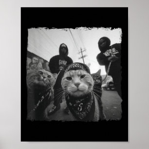 Poster Gangster Cats Streetwear Motivo de Gato Legal Engr