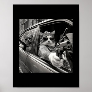 Poster Gangster de Gato Engraçado Memória de Gato Pai Mul