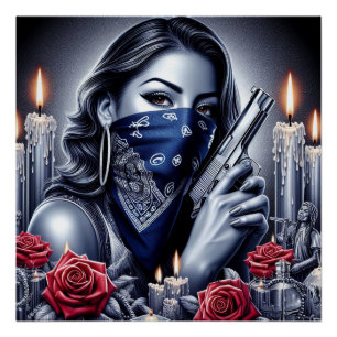 Póster Gangster Girl Hip Hop chicano art Design
