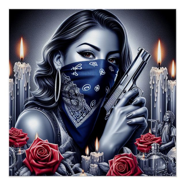 Póster Gangster Girl Hip Hop chicano art Design (Frente)