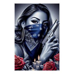 Póster Gangster Girl Hip Hop chicano art Design