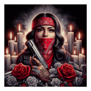Póster Gangster Girl Hip Hop gráfico chicano