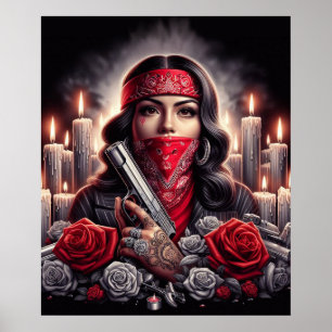 Poster Gangster Girl Hip Hop gráfico chicano