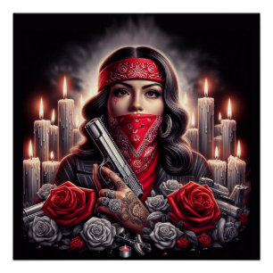 Póster Gangster Girl Hip Hop gráfico chicano