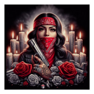 Póster Gangster Girl Hip Hop gráfico chicano