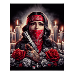Póster Gangster Girl Hip Hop gráfico chicano