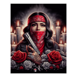Póster Gangster Girl Hip Hop gráfico chicano
