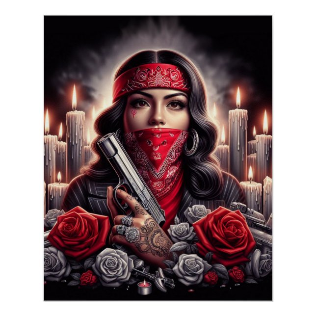 Póster Gangster Girl Hip Hop gráfico chicano (Frente)