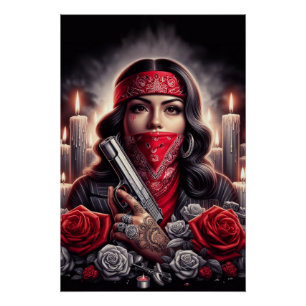 Póster Gangster Girl Hip Hop gráfico chicano