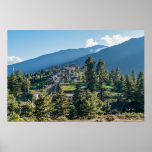 Poster Gangtey Goemba Monastério Budista, centro do But