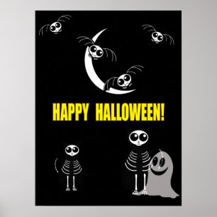 Póster Gangue de Animais do Esqueleto das Halloween