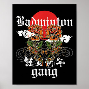 Poster Gangue de Badminton, Escorpiões Rosas Floral Espor