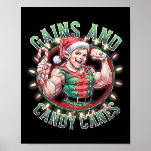 Poster Ganhos de treino de ginásio de elfo de Natal engra