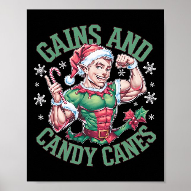 Poster Ganhos de Treino de Ginásio do Elfo de Natal Engra (Frente)