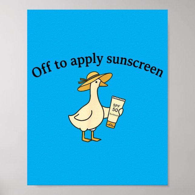 Poster Ganso Aplicando Protetor Solar Férias de Verão na  (Frente)