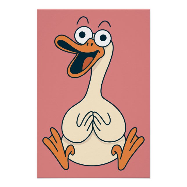Póster Ganso Bobo, Excêntrico, Ganso de Desenho Animado D (Frente)