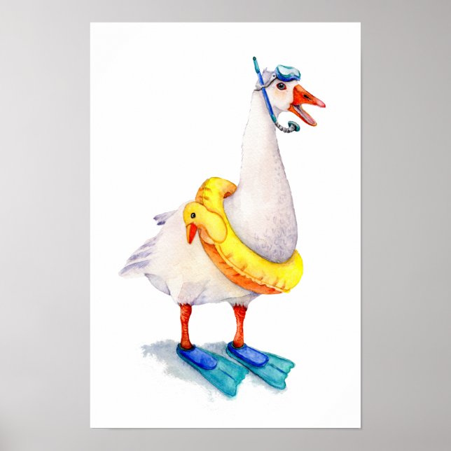 Poster Ganso Branco de Snorkeling (Frente)